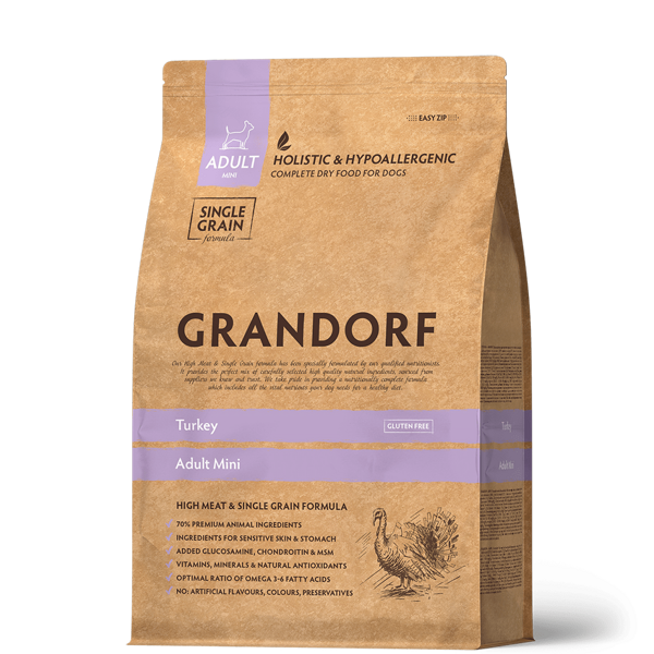 Grandorf Holistic Turkey Rice Mini - Сухой корм  для взрослых собак мелких пород с индейкой 3кг - АКЦИЯ